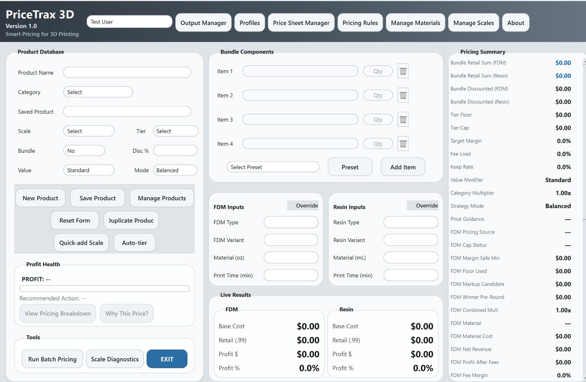 PriceTrax3D dashboard
