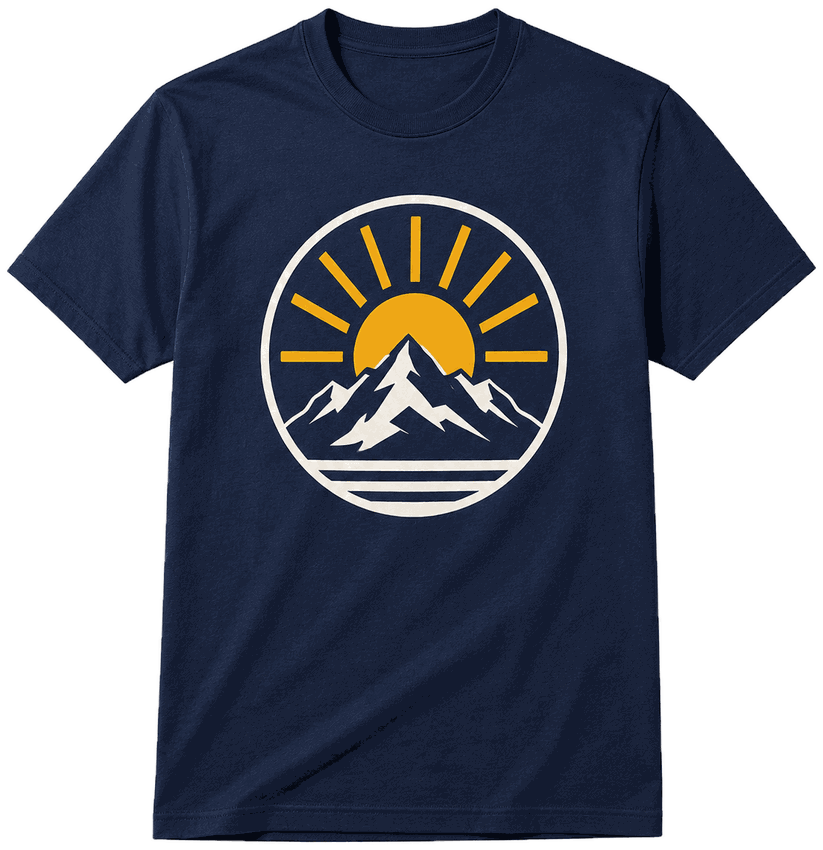 Sample screen printed t-shirt with mountain graphic