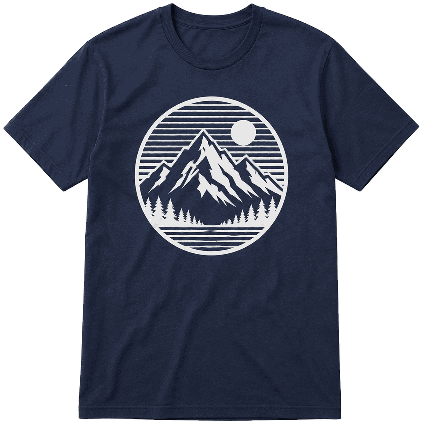 Sample screen printed t-shirt with sunburst graphic