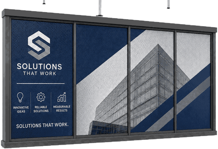 Sample perforated store window graphics